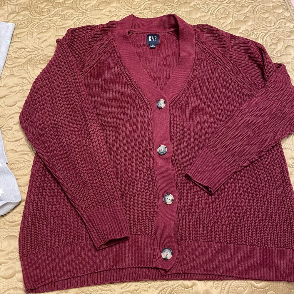 GAP Women's Deep Red Cardigan Sweater